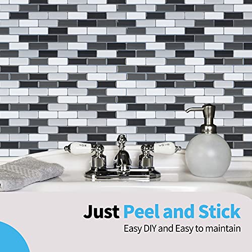 Art3d Peel and Stick Wall Tile for Kitchen/Bathroom Backsplash, 12"x12", Black-White (6 Pack) - color: Black/White-2