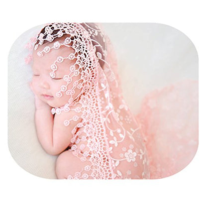 Luxury Newborn Boy Girl Baby Photography Props Wrap Lace Yarn Cloth Blanket (Light Pink) - color: Light Pink