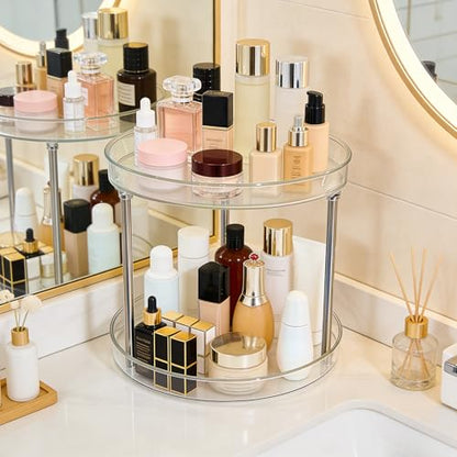 Clear Resin Cosmetic Two Tier Organizer Lazy Susan Organizer, Large Capacity Kitchen Spice Skin Care Perfume Display for Kitchen Bathroom Vanities - size: Two Tiers