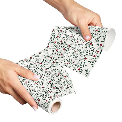 MY DRAP 100% Cotton Luncheon Napkins - Leaves Xmas (7.8 x 7.8 in - 12 Units Per Roll) Sustainable Single-use Perfect for Christmas, Holiday, Events, Hosting, Winter Party - color: Leaves