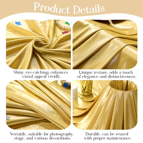 10x10ft Gold Backdrop Curtains Wedding Party Glitter Sequin Curtain Backdrop Fabric Shimmer Drapes Backdrop Bridal Baby Shower Birthday Christmas Photoshoot Background Photography 5x10FT，2 Panels - color: Gold, size: 10ft X 10ft(2 Panels 5ft X 10ft)