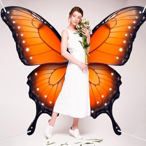 CHEPULA Butterfly Wings Backdrop Decoration Halloween Large Monarch Butterfly Photograph Background, 70.8in * 62.9in, Yellow - color: Yellow