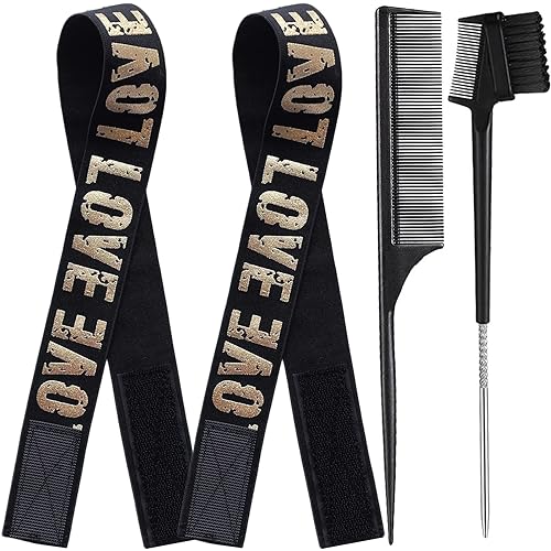Elastic Wig Band with Adjustable Magic Buckle for Laying Edges and Lace Frontals - Melting Edge Wrap with Grip for Wigs Accessories (2PCS, GoldLove) - color: GoldLove, size: 1 Count (Pack of 4)