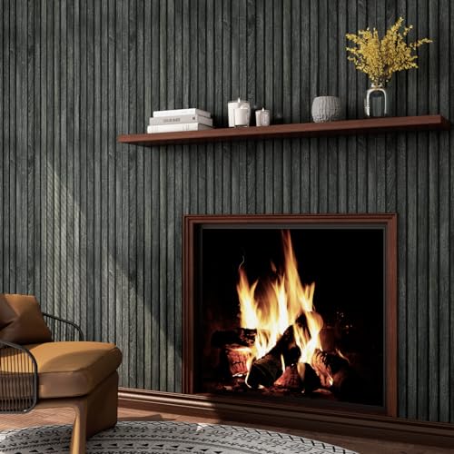 LACHEERY 160 X 24 Inch Black Wood Slat Wall Panel Peel and Stick Wallpaper 3D Wood Panel Wallpaper Peel and Stick Modern Removable Wooden Slat Wall Paneling for Tv Backdrop Accent Paper Vinyl Cover - color: Black, size: 24" x 160"