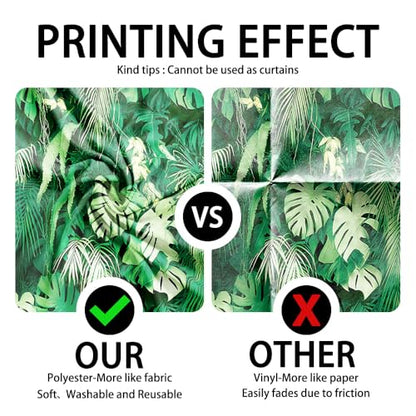 8x8FT Jungle Safari Plants Photo Background Hawaiian Luau Green Tropical Palm Leaves Photography Backdrop Birthday Party Baby Shower Polyester Decorations Supplies Banner - size: 8x8FT