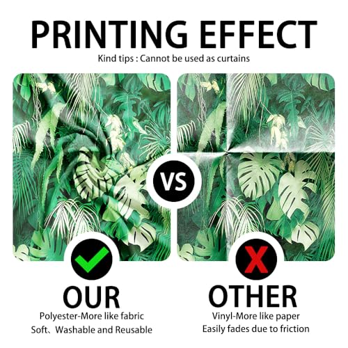 8x8FT Jungle Safari Plants Photo Background Hawaiian Luau Green Tropical Palm Leaves Photography Backdrop Birthday Party Baby Shower Polyester Decorations Supplies Banner - size: 8x8FT