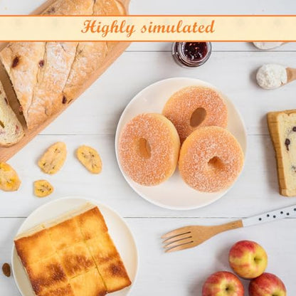 Artificial Doughnuts, 4 Pcs Fake Doughnuts Simulation Realistic Bread Food Models for Home Kitchen Bread Shop Display Photography Props