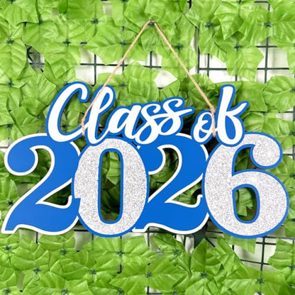 2026 Graduation Decorations Class of 2026 Wooden Sign Blue Silver Graduation 2026 Graduate Sign Photo Booth Prop - color: Blue and Silver