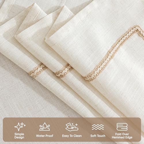 Farmhouse Tablecloth with Decorative Woven Stripe, Spill & Wrinkle Resistant Table Cloth Rectangle Table, Linen Tablecloths Textured Fabric for Dining,Kitchen,Everyday & Holiday Decor,60x75 - size: 75" x 60" (Rectangular)