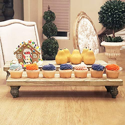 Ikee Design 2 Pcs Set Wooden Display Riser, Wood Cupcake Dessert Display Riser, Countertop Dessert Serving Stand, Cake Riser Stands - color: Oak