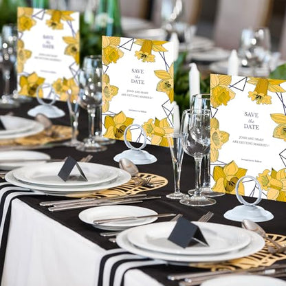 MotiMind 24 Pcs Table Number Holders-Metal Place Card Holders Table Number Stands Tabletop Sign Stands for Photos, Menu, Memo, Notes, Wedding, Restaurant, Banquet, Birthday(White) - color: White