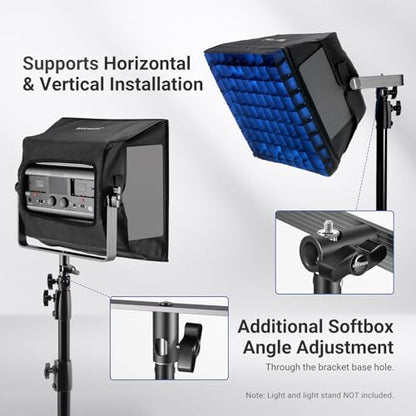 NEEWER Upgraded Softbox Diffuser Only for NEEWER RGB1200 Video Light, 14.6"x13.6"/37x34.5cm Foldable Soft Box with Grid/Bag/Blackout Hood, Quick Set Up for Portrait Studio Photography Lighting, NS5S - style: NS5S for RGB1200
