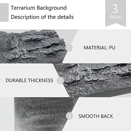 4pcs Rock Terrarium Background,3D Reptile Tank Background Board,Amphibian Stereo Backdrop Wall,Lizard Snake Gecko Spider Chameleon Turtle Fish pet silo Background Decorative Panel - color: grey