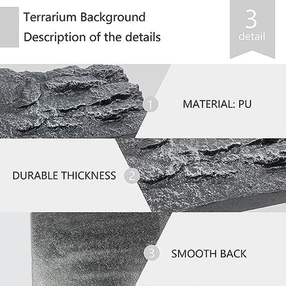 4pcs Rock Terrarium Background,3D Reptile Tank Background Board,Amphibian Stereo Backdrop Wall,Lizard Snake Gecko Spider Chameleon Turtle Fish pet silo Background Decorative Panel - color: grey