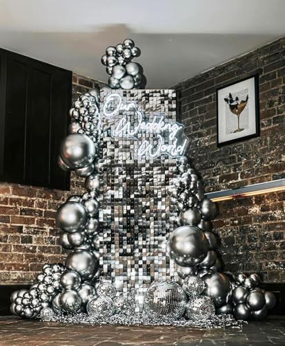 Silver Shimmer Wall Backdrop Panels 3ftx4ft Glitter Disco Sequin Party Photo Background for Wedding Bridal Shower Birthday Graduation Decorations - color: Silver, size: 3ftx4ft