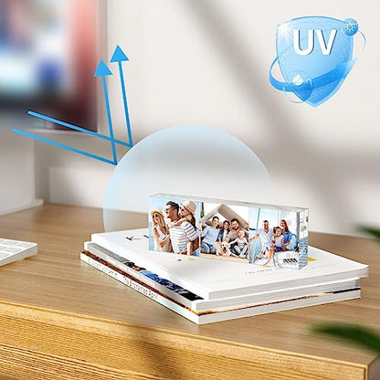 AITEE 2x6 Acrylic Picture Frames 3 Pack, 20% Thicker Block, Clear Picture Frames Freestanding Double Sided Magnetic Acrylic Lucite Frameless Transparent Square Frame Gift for Desktop Display - size: 2x6