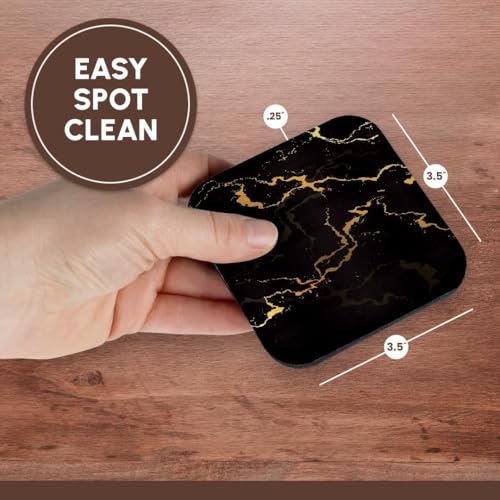 3dRose Image of Black and Yellow Marble Texture, Faux Stone Backdrop Set of 4 Coasters - Soft - size: set of 4 Coasters - Soft