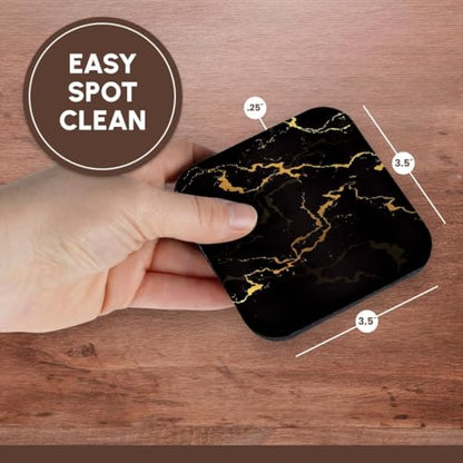 3dRose Image of Black and Yellow Marble Texture, Faux Stone Backdrop Set of 8 Coasters - Soft - size: set of 8 Coasters - Soft