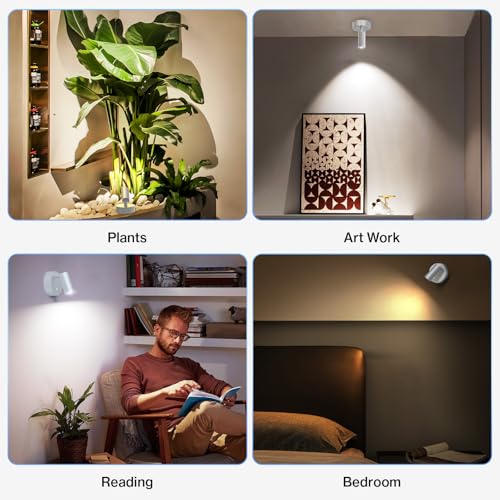 Olafus LED Wireless Spotlight Indoor, Rechargeable Battery Uplighting Indoor with Remote & Timer, 3CCT Picture Lights for Wall, Mini Art Accent Light for Plants, Artwork, Painting, 2 Pack - color: White