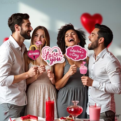 KatchOn, Pink Valentines Day Decorations Photo Booth Props- Pack of 28 | Valentines Day Photo Props, Valentine Day Decorations | Valentine Photo Booth Props, Valentine Day Props, Pink Valentine Decor - color: Pink