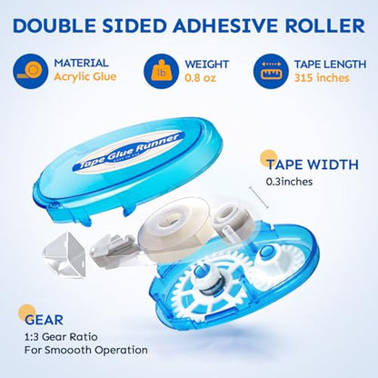 Tmol 4 Pack Scrapbook Tape, 26 Ft x 0.31 in Double Sided Tape Roller, Permanent Adhesive Tape Dispenser Runner, Photo-Safe Glue Tape Roller for Scrapbooking, Crafts and Arts Projects, Smooth & Clean - size: 4 pack