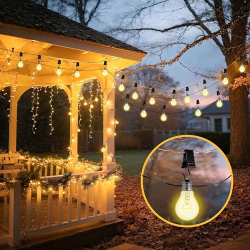 HOOSUN 50 Pack Stainless Steel Clip Hooks for Hanging,S Hook with Clip for Hanging Outdoor String Lights,Metal Christmas Lights Clips Hangers,Curtain Hooks,Picture Clips with Hook,Small Photo Clip - color: 50 Pack Black