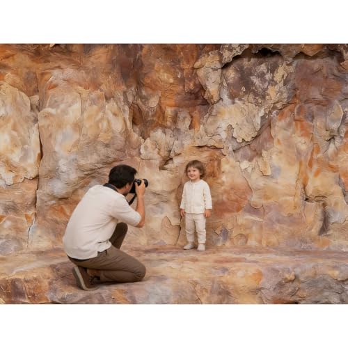 8x6FT Brown Stone Cave Photography Background Rock Texture Photo Backdrop Outdoor Adventure Archaeology Theme Shoots Nature Style Studio Birthday Party Banner Decoration - size: 8x6FT