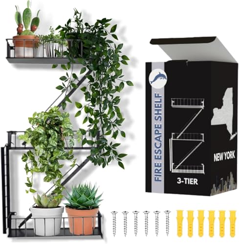 VERSATILE KAS Fire Escape Shelf Fire Escape Wall Shelf Trinket Shelf Display Action Figure Figure Display Shelf Superhero Display Floating Staircase New York Wall Ladder Firescape (3-Tier) - size: 3-Tier