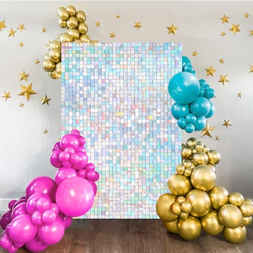 Rainbow Silver Shiny Shimmer Wall Backdrop 3FTx4FT Glitter Photo Background for Party Wedding Bridal Baby Shower Birthday Anniversary Sparkle Wall Decor - color: Rainbow Silver, size: 3ftx4ft