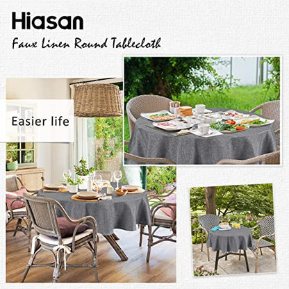 Hiasan Round Linen Tablecloth 30 Inch - Wrinkle and Stain Resistant Washable Polyester Fabric Table Cloth for Dining Room Kitchen Party, Grey - color: Grey, size: 30" (Round)