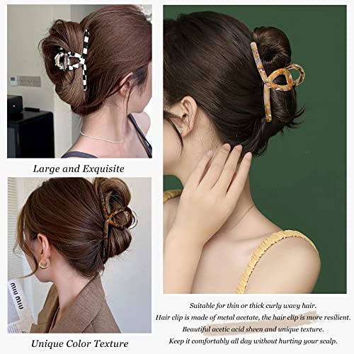 Big Butterfly Hair Claw Clips - Acetate & Metal 4.7" Large Hair Accessories for Women & Girls - 3 Pcs - color: AcetateHairClip2