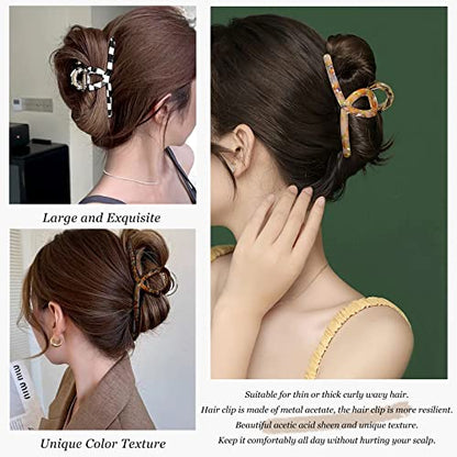 Big Butterfly Hair Claw Clips - Acetate & Metal 4.7" Large Hair Accessories for Women & Girls - 3 Pcs - color: AcetateHairClip2