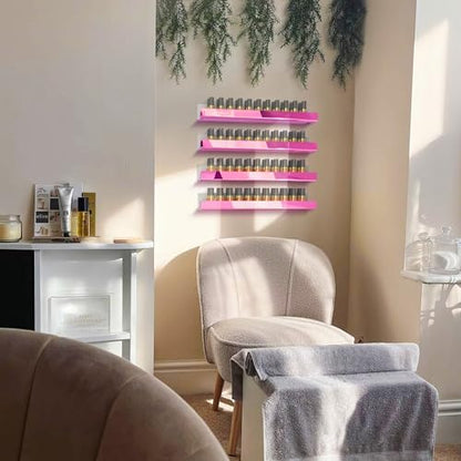 4 Pack 15 Inch Pink Reflective Acrylic Shelves, Pink Floating Shelves, Modern Sunglasses Essential Oil Picture Ledge Display Toy Storage Shelf - color: 15in-pink Mirror