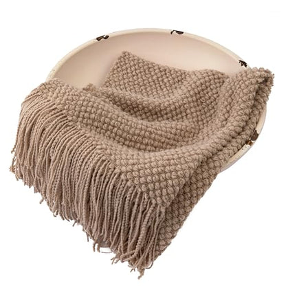 Zeroest Baby Photography Props Basket Braid Wool Wrap Newborn Photo Shoot Baskets Filler Posing Stuffer Background Blanket (Tan) - color: Tan
