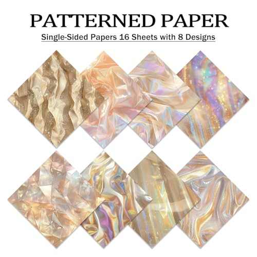 PRSTINCOL Scrapbook Paper,16 Sheets 5.8x5.8 Inch Dazzling Lights Style Scrapbook Supplies,Single-Sided Vibrant Origami Decoupage Paper for Diy Crafts, Card Making, Art Journaling - color: Dazzling lights