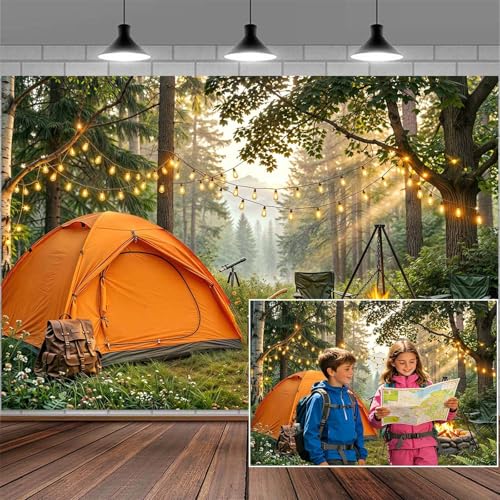 5x3ft Camping Forest Scene Backdrop Tropical Jungle Adventure Mountain Camper RV Kids Photography Backdrop Travel Trailers Party Banner Photo Backdrops for 2026 Vacation School Photo Background - color: Multi9, size: 5X3ft