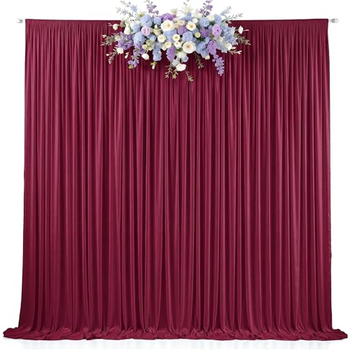 10ft x 8ft Photo Backdrop Curtains Burgundy Wrinkle-Free Polyester Fabric Backdrop Drapes for Wedding Baby Shower Birthday Party Photography Background Decoration - color: Burgundy, size: 5'(W) x 8'(H), 2 Panels