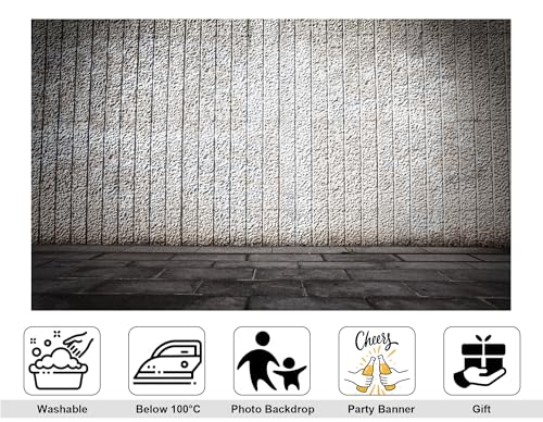 7x7ft Textured Concrete Wall Backdrop Neutral Gray Tone Photography Background for Urban Themed Party and Home Wall Tapestry Decorations Banner Photo Booth Props - size: 7x7ft