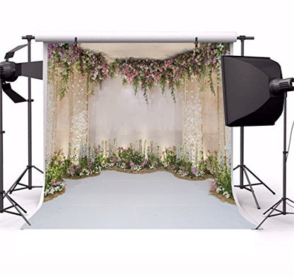 7x7ft Wedding Backdrop for Cradle Ceremony Background for Proposal Flowers Curtain Wedding Ceremony Banner Bridal Shower Background Mother's Day Floral Marriage Backdrop - size: 7x7ft