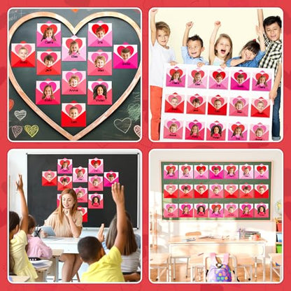 60pcs Valentine's Day Theme DIY Cutouts Heart Envelope Bulletin Board Decoration Set Envelope Paper Cut-Outs Classroom Decor for Valentines Classroom DIY Photo Craft Party School Wall Door Supplies - style: Valentine's Day Heart Envelope