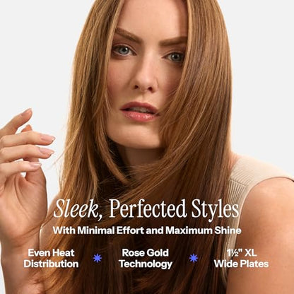 HOT TOOLS Professional Rose Gold Digital Extra Long Flat Iron, 1-1/2 inch - color: Black, size: 1-1/2 Inch