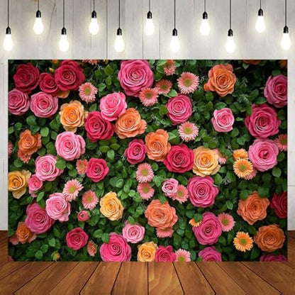 7X5ft Floral Backdrop for Photography Valentine's Day Backdrop Wedding Backdrops Spring Flower Photography Backdrop Mother's Day Backdrops for Photographers Studio Props 049 - size: 7x5ft