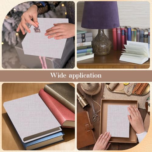 CRASPIRE 51 x 11.8 Inch Book Binding Cloth Book Cover Fabric with Paper Back Old Lace Linen Woven Polyester Bookcover for Books Album Scrapbooking Archival DIY Covering Bookbinding Protector - color: Old Lace
