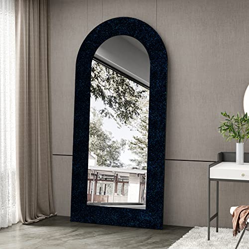 CRE8TIVE Black Blue Glitter Wallpaper Stick and Peel 8"x354" Glitter Wallpaper Border Shiny Sparkle Fabric Wall Border Self Adhesive Decorative Black Wall Stickers for Bedroom Girls Room Mirror Frame - color: Black Blue, size: 8" x 354"
