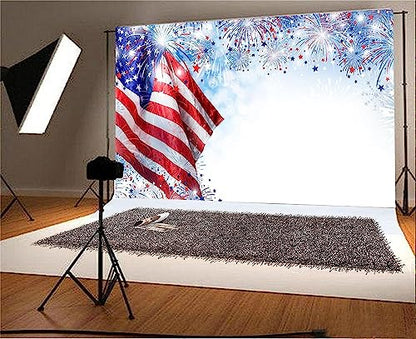 AOFOTO 10x8ft Fireworks Patriotic American Flag Backdrop 4th of July Independence Day Photography Background Stars and Stripes USA National Celebration Veteran Day Holiday Festival Photo Studio Props - size: 10x8ft