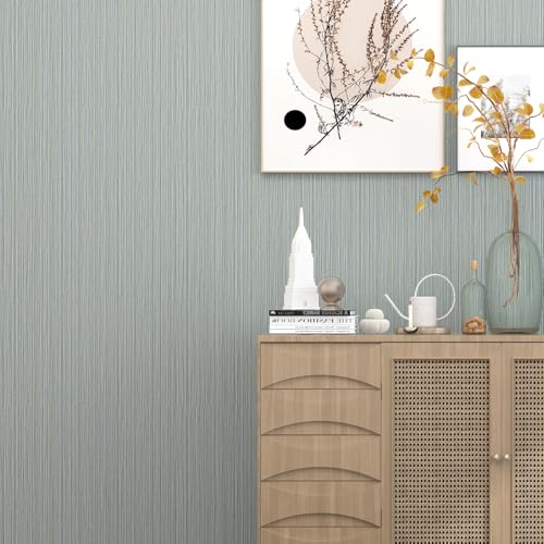 Blue Grasscloth Wallpaper Peel and Stick Fabric Linen Textured 24"x394" Classic Faux Grassweave Upgraded Thick Self-Adhesive Neutral Contact Paper Vinyl Film Liner Roll for Home Use - color: misty blue, size: 23.6" x 393"