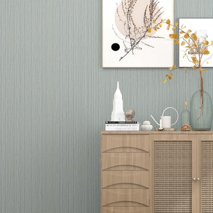 Blue Grasscloth Wallpaper Peel and Stick Fabric Linen Textured 24"x394" Classic Faux Grassweave Upgraded Thick Self-Adhesive Neutral Contact Paper Vinyl Film Liner Roll for Home Use - color: misty blue, size: 23.6" x 393"