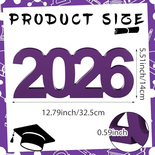 AceOrbit Graduation Decorations 2026 Table Sign Centerpieces 13" x 5.5" Wooden Class of 2026 Block Graduation Photo Booth Props for High School Seniors Night Decor College Party Supplies(Purple) - color: Purple