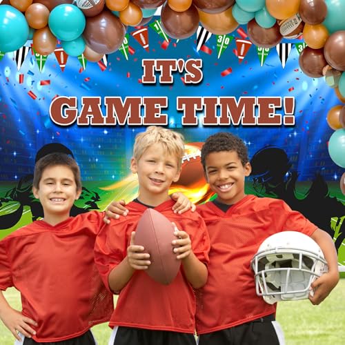 Avezano Football Backdrop It's Game Time Sports Birthday Party Decorations Football Theme Baby Shower Party Background (7x5ft, 83x59inch) - size: 7x5ft, 83x59inch