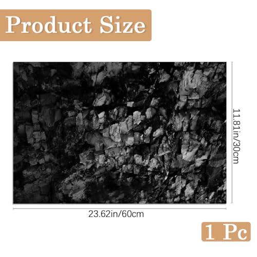 CREATCABIN Stone Aquarium Background Black Fish Tank Poster Self Adhesive PVC Plastic Waterproof Underwater Rock Texture Terrarium Backdrop Decal Background for Fish Tank Decoration 23.6 x 11.8 inch